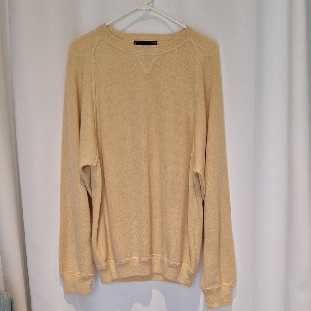 Peru Unlimited Baby Alpaca Wool Blend Men's Butter Yellow Sweater Size L